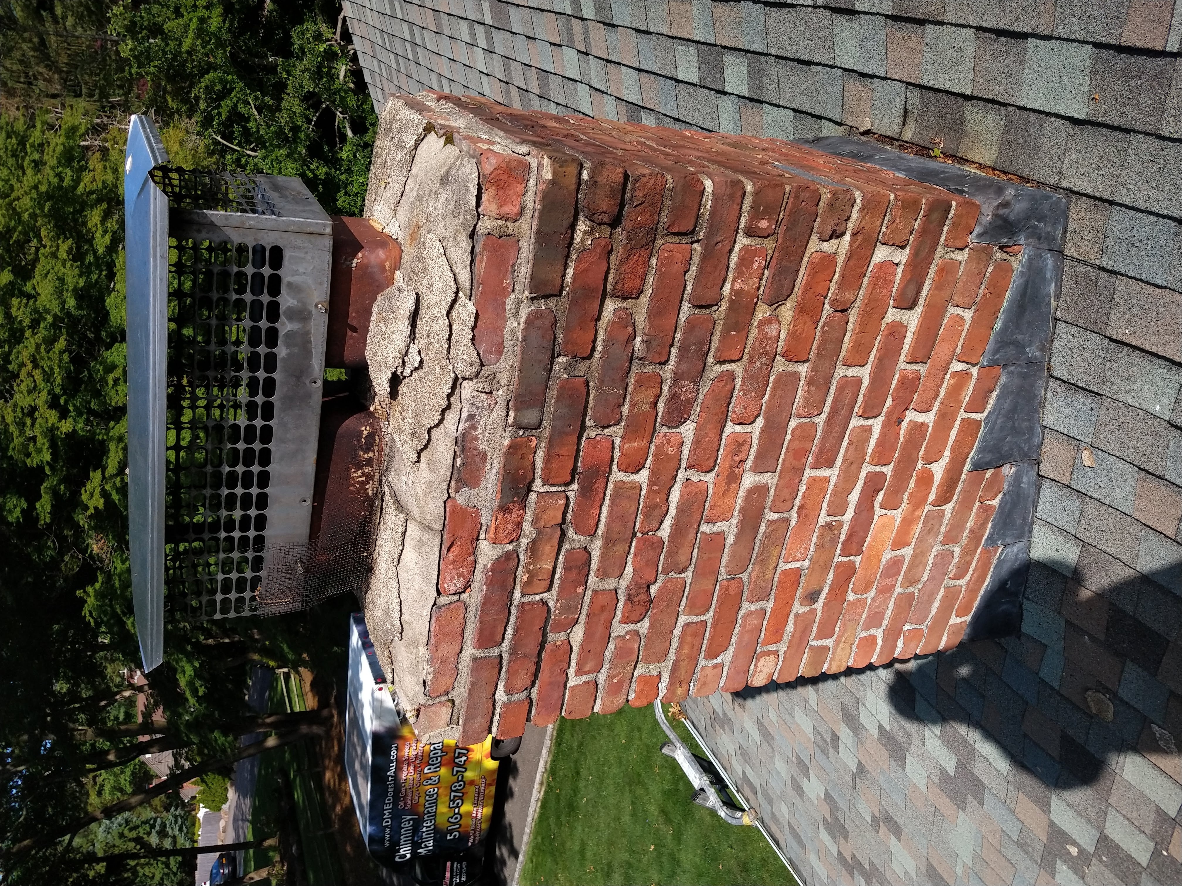 Cracked chimney crown professionally repaired in Babylon, New York